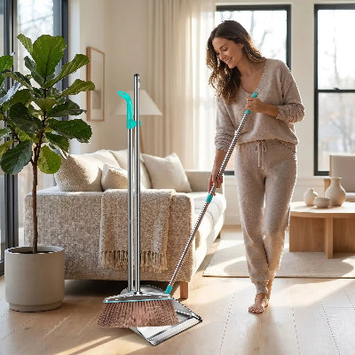 balai et pelle silverbroom restant debout