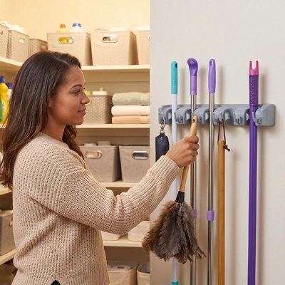 Porte balais mural optimisant espace